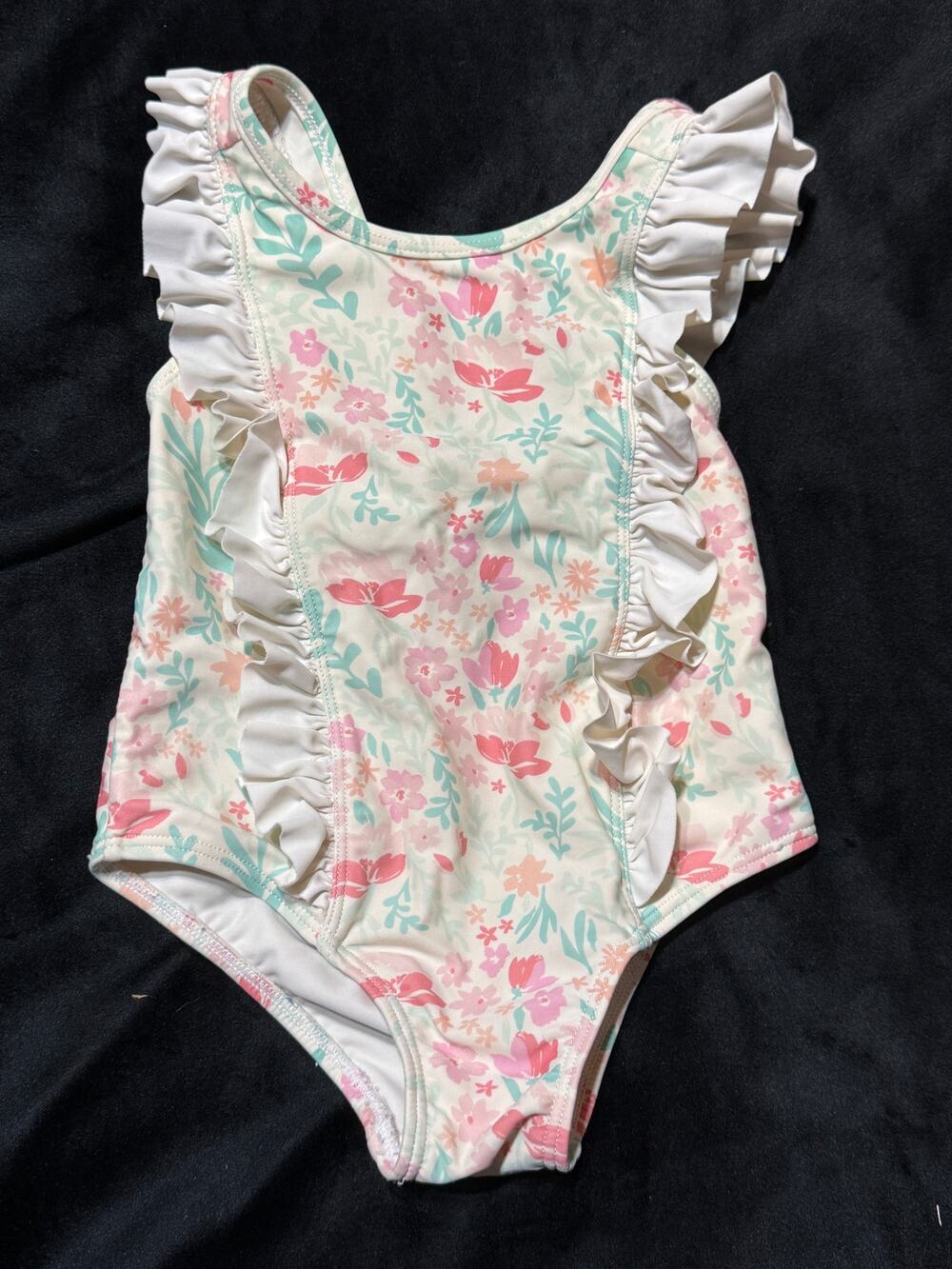 little english floral ruffle one-piece bathing swim suit size 3T